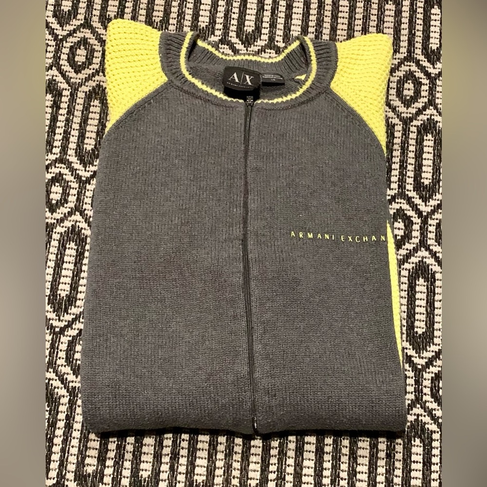 Armani Exchange Charcoal and Neon Yellow Knit